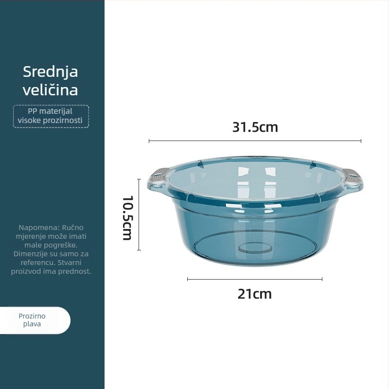 Velika plastična posuda za kućnu upotrebu, debela i izdržljiva, višenamjenska posuda za pranje lica, rublja i povrća u kuhinji.