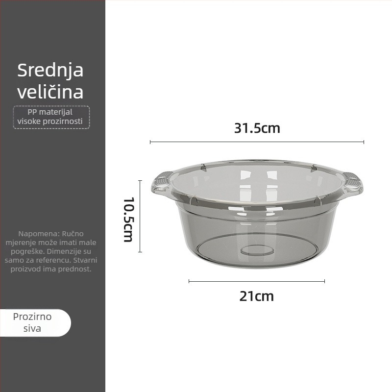 Velika plastična posuda za kućnu upotrebu, debela i izdržljiva, višenamjenska posuda za pranje lica, rublja i povrća u kuhinji.
