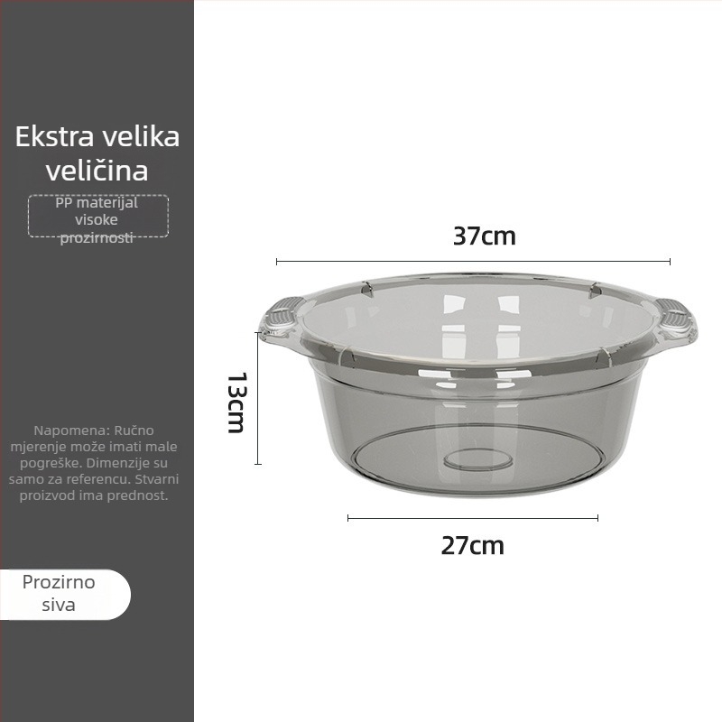 Velika plastična posuda za kućnu upotrebu, debela i izdržljiva, višenamjenska posuda za pranje lica, rublja i povrća u kuhinji.