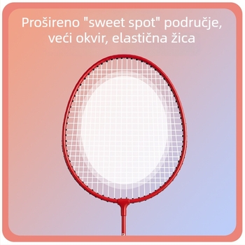 Set od dvije badminton palice visoke elastičnosti, čvrst aluminijski spoj, pogodan za odrasle i djecu.