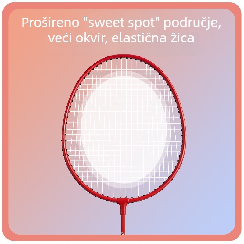 Set od dvije badminton palice visoke elastičnosti, čvrst aluminijski spoj, pogodan za odrasle i djecu.