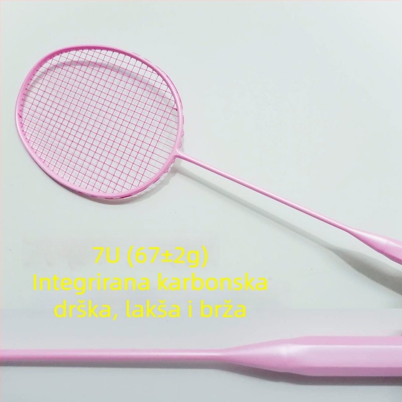 Prilagođena ultra lagana karbonska badminton raketa s jednoplošnom drškom, izbor 6U–9U