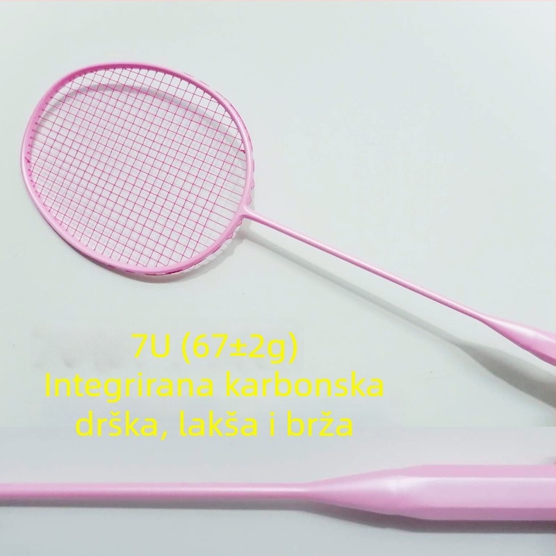 Prilagođena ultra lagana karbonska badminton raketa s jednoplošnom drškom, izbor 6U–9U