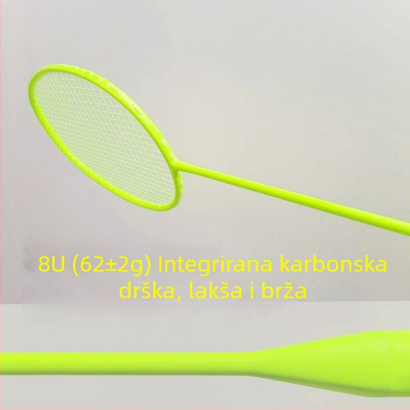 Prilagođena ultra lagana karbonska badminton raketa s jednoplošnom drškom, izbor 6U–9U