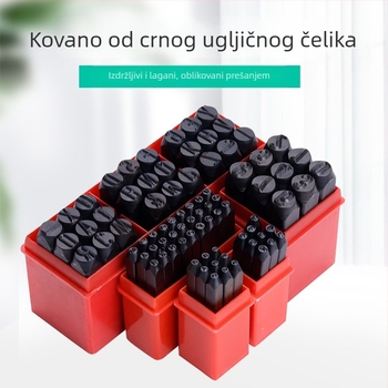 Čelični kalup za slova i brojeve za nakit — zakrivljene kartice s slovima za narukvice; bušenje i graviranje na zlato i srebro, ručna izrada