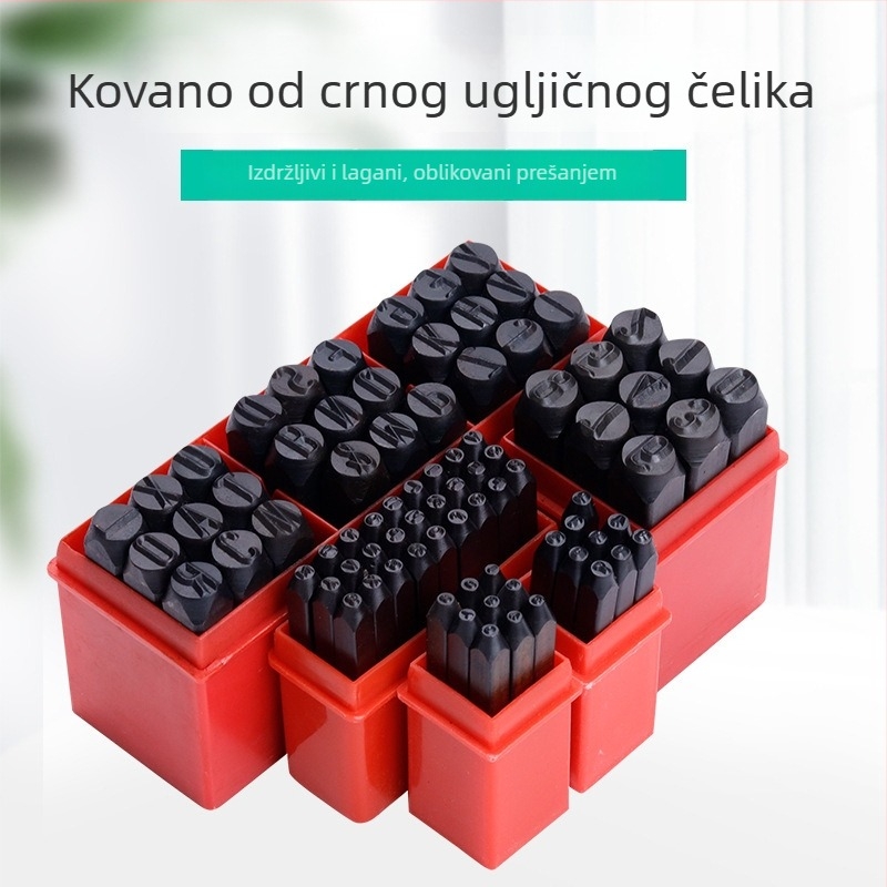 Čelični kalup za slova i brojeve za nakit — zakrivljene kartice s slovima za narukvice; bušenje i graviranje na zlato i srebro, ručna izrada