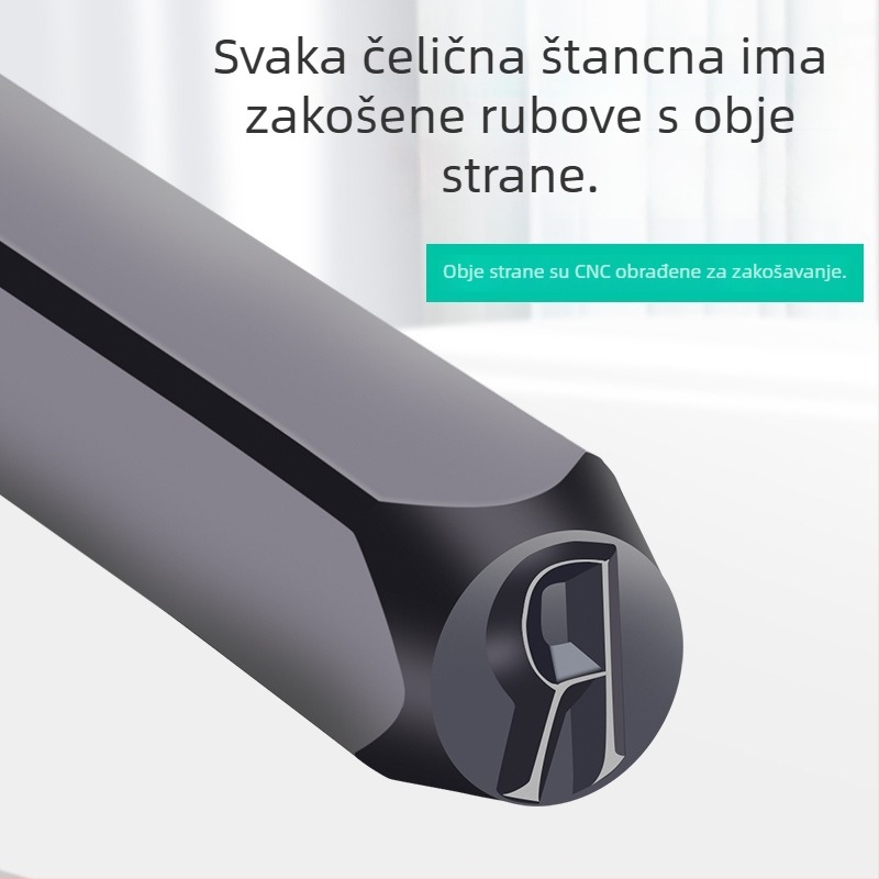 Čelični kalup za slova i brojeve za nakit — zakrivljene kartice s slovima za narukvice; bušenje i graviranje na zlato i srebro, ručna izrada