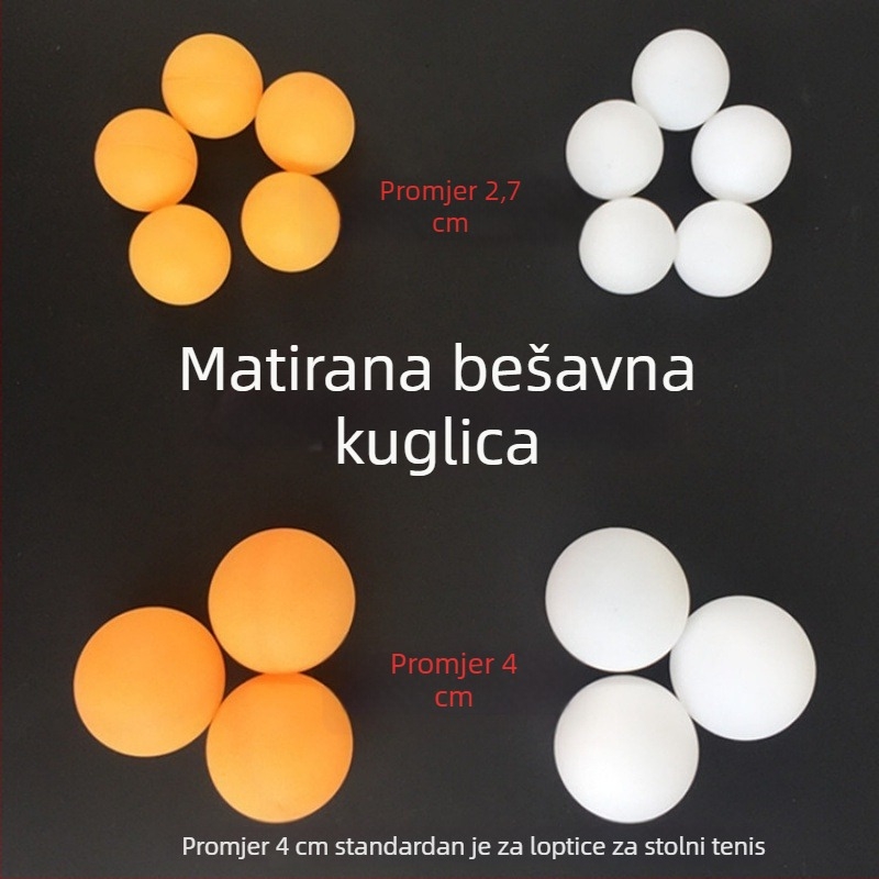Mini lopta za stolni tenis promjera 2,7 cm – bezšavna, bez otisaka, PP materijal, lutrijska lopta