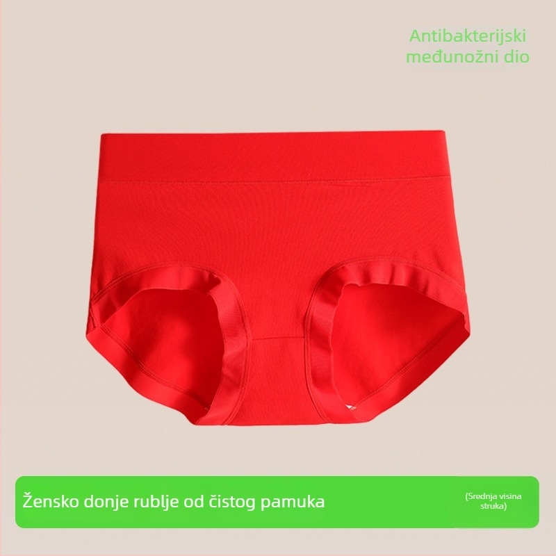 Žensko donje rublje od 100% pamuka, jarko crvene boje, sretna godina po horoskopu, plus veličina, antibakterijsko, bešivne gaćice