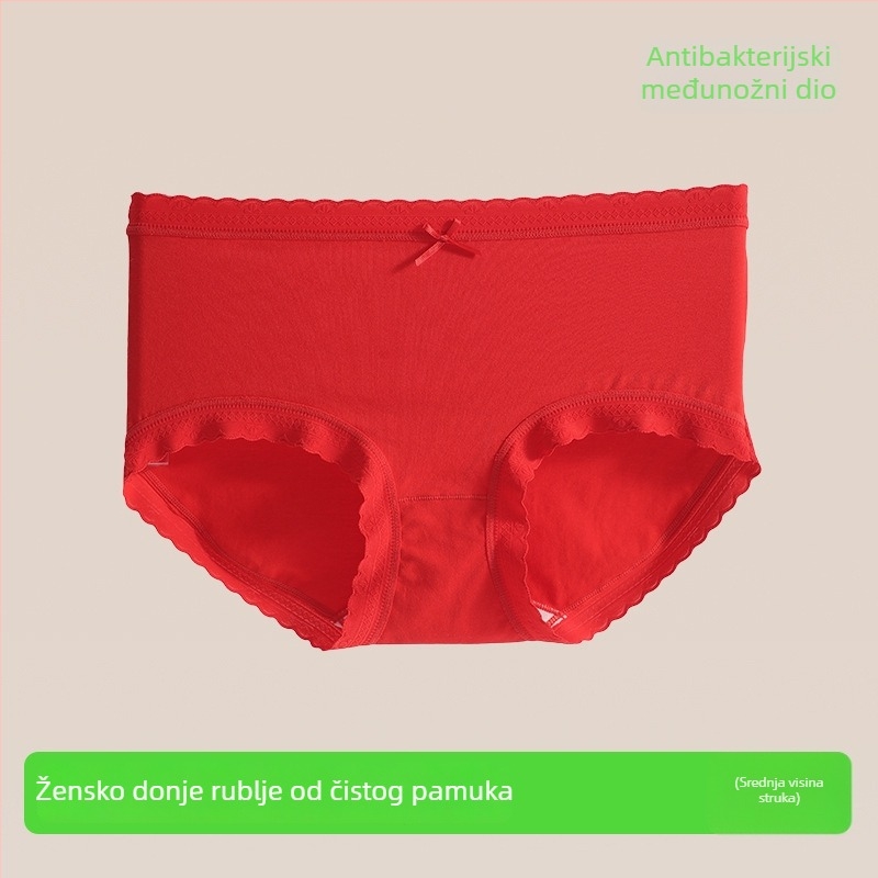 Žensko donje rublje od 100% pamuka, jarko crvene boje, sretna godina po horoskopu, plus veličina, antibakterijsko, bešivne gaćice