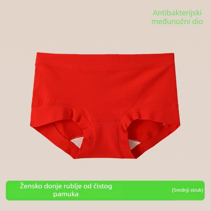 Žensko donje rublje od 100% pamuka, jarko crvene boje, sretna godina po horoskopu, plus veličina, antibakterijsko, bešivne gaćice