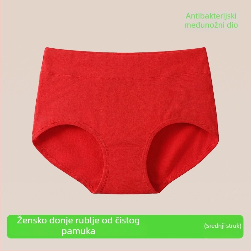 Žensko donje rublje od 100% pamuka, jarko crvene boje, sretna godina po horoskopu, plus veličina, antibakterijsko, bešivne gaćice