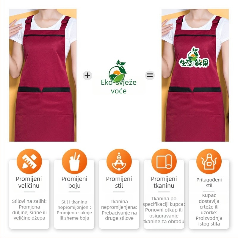 Vlastita veleprodajna pregača s logotipom za komercijalne kuhinje, salone za nokte i trgovine milk tea, s podesivim naramenicama