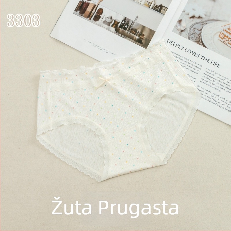 Ženske gaćice srednje visine s točkastim uzorkom od modala, podstava u preponama od svile mulberry, prozračene