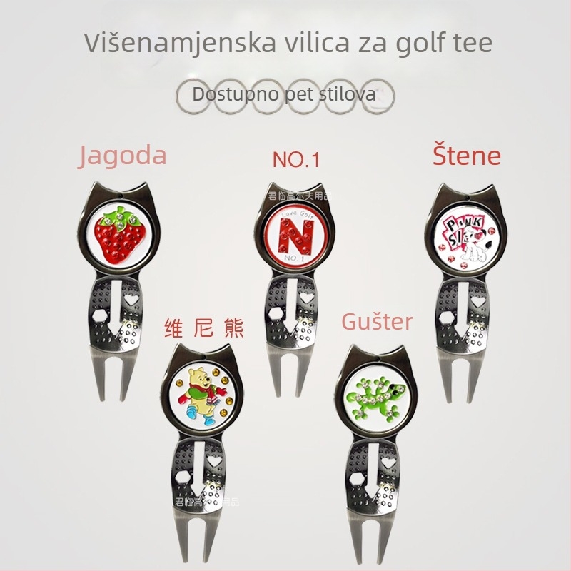 Golf 3-u-1 marker linije za zelenu travu, cinkova legura, višenamjenski golf dodatak