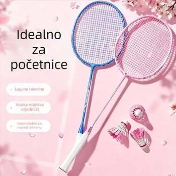 Platinasta badminton raketa za napredne početnike, visoka elastičnost i trajnost, karbonska vlakna, muški i ženski set — singl i dvostruka, profesionalna ultralaka raketa