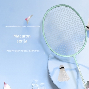 Raketa za badminton od punog karbona, macaron boje, za odrasle i studente, za igru u paru, profesionalna natjecanja i trening, izdržljiva