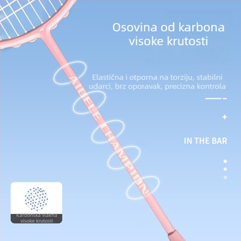Raketa za badminton od punog karbona, macaron boje, za odrasle i studente, za igru u paru, profesionalna natjecanja i trening, izdržljiva
