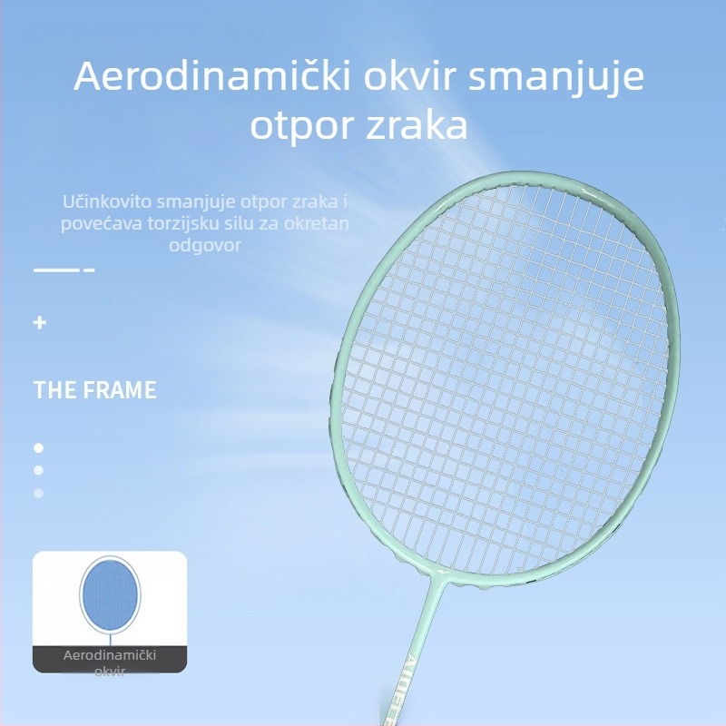 Raketa za badminton od punog karbona, macaron boje, za odrasle i studente, za igru u paru, profesionalna natjecanja i trening, izdržljiva