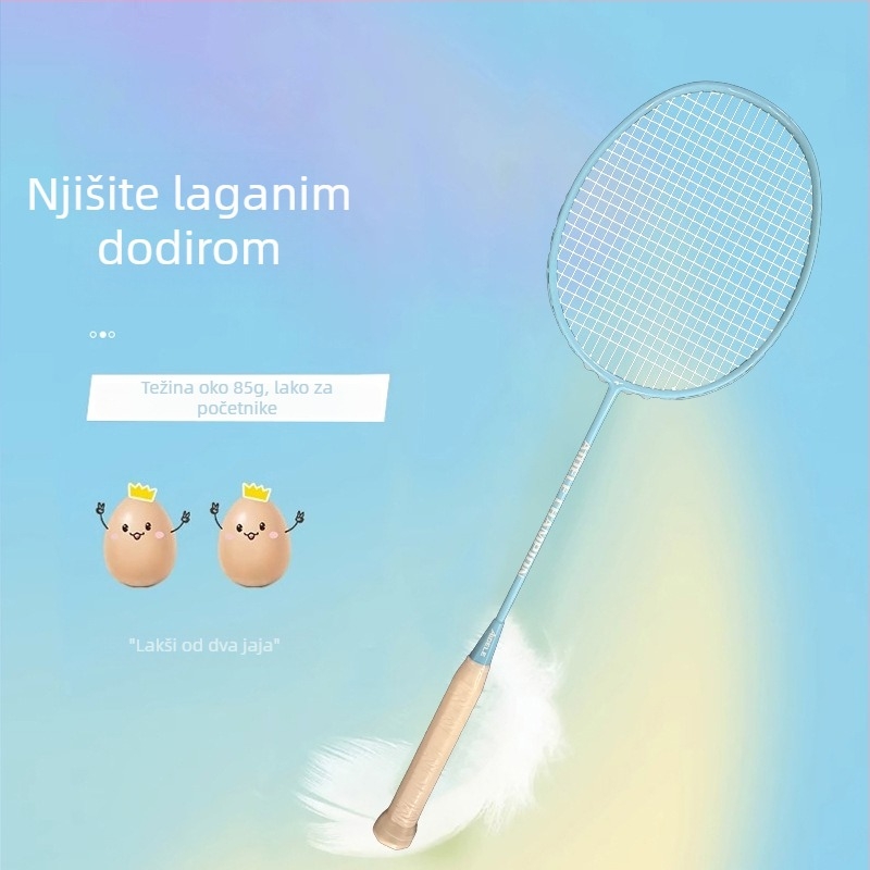 Raketa za badminton od punog karbona, macaron boje, za odrasle i studente, za igru u paru, profesionalna natjecanja i trening, izdržljiva