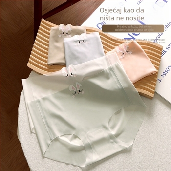 Ljeto ultra-tanko 10D ice silk bezšivne antibakterijske ženske gaćice s srednjim pojasom, jednodijelne, 7A