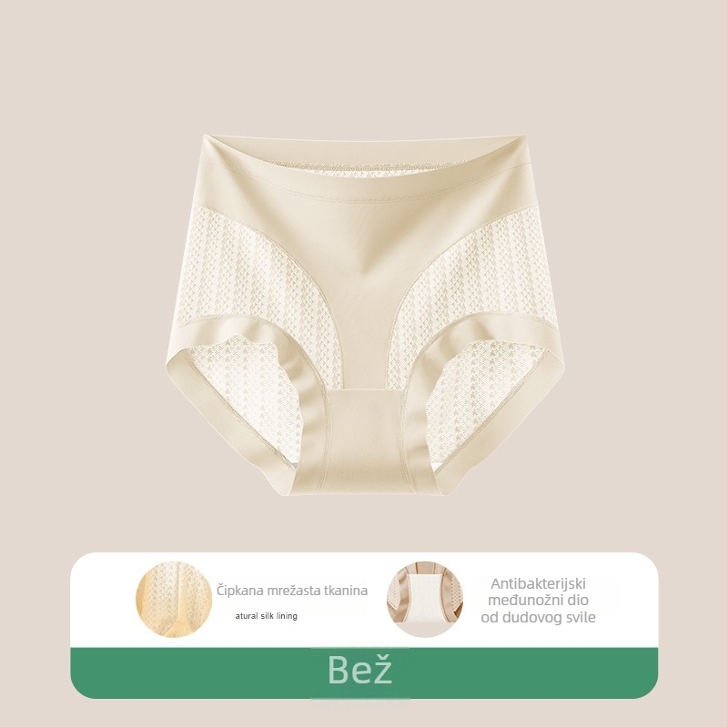Ženske gaćice s visokim strukom od ice silk čipke, prozračne, lagana podrška trbuha, podizanje stražnjice