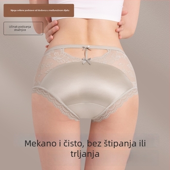 Francuski stil čipke ženske gaćice, satenski i ledeno svila, srednji pojas