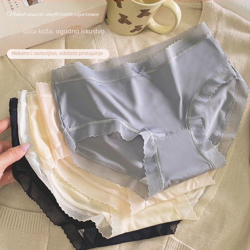 Ljetne bezšivne gaćice za djevojčice od Ice Silk, s pamukom u predjelu, prozračne, antibakterijske, tanke, srednje visine struka