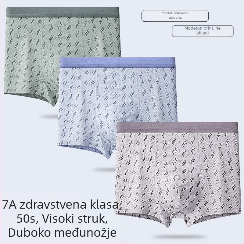 Ljetno muško modalno donje rublje, plus veličina, visoki pojas, boxer briefs, lagani materijal