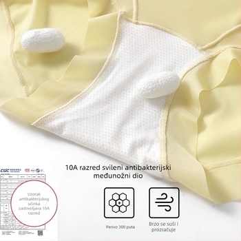Ženske gaćice visokog struka za kontrolu trbuha, čipkasta mreža Ice Silk, antibakterijske, produženi prepona, plus veličina, lagane