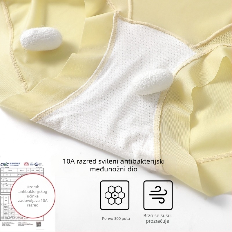 Ženske gaćice visokog struka za kontrolu trbuha, čipkasta mreža Ice Silk, antibakterijske, produženi prepona, plus veličina, lagane