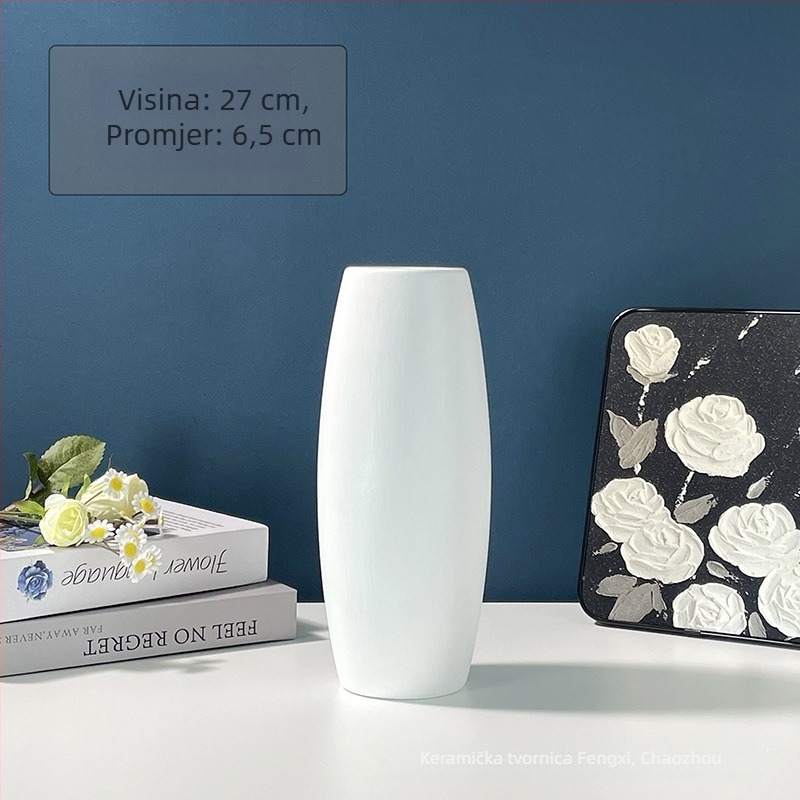 Minimalistička keramička vaza za dnevni boravak i hodnik, hidroponska posuda za cvijeće, bijeli porcelan