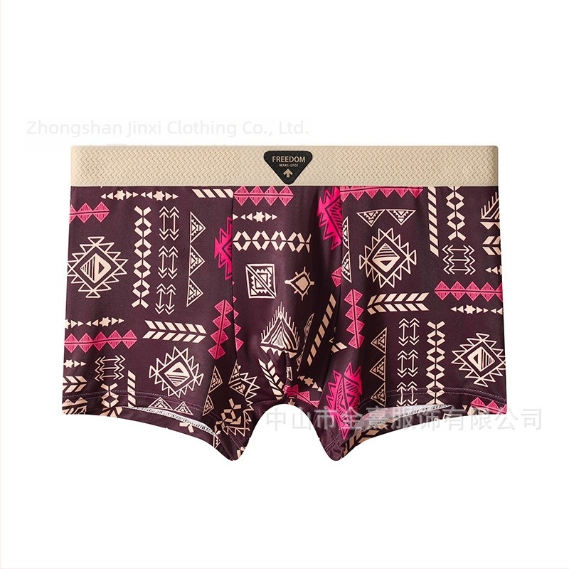 Muške bokserice od Ice Silk, retro print, srednji struk, plus veličina, prozračne
