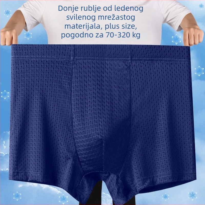 Muške boxerice velikog broja, visokim strukom, Ice Silk, prozračna mrežasta tkanina