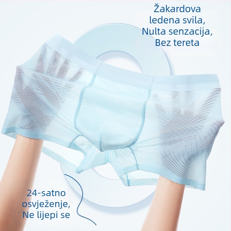 Muške bešavne bokserice od ice silk, lagani ljetni model, antibakterijske, žakard prugasti uzorak, 120S nylon