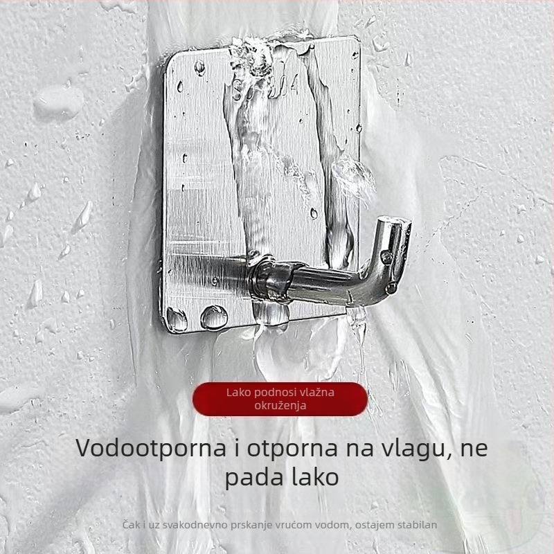 Kuka od nehrđajućeg čelika s čvrstim ljepilom, bez bušenja, za vrata kuhinje i kupaonice, nevidljiva montaža, snažno drži