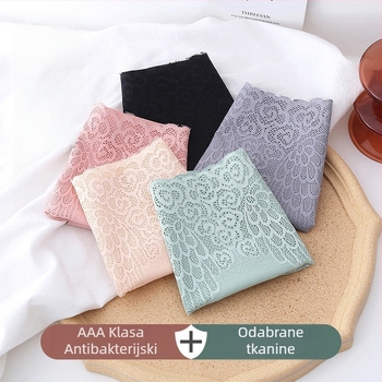 Angel Wings pamukaste ženske gaćice s čipkom, trokutasti kroj, 7A klin, preklopljeni pojas