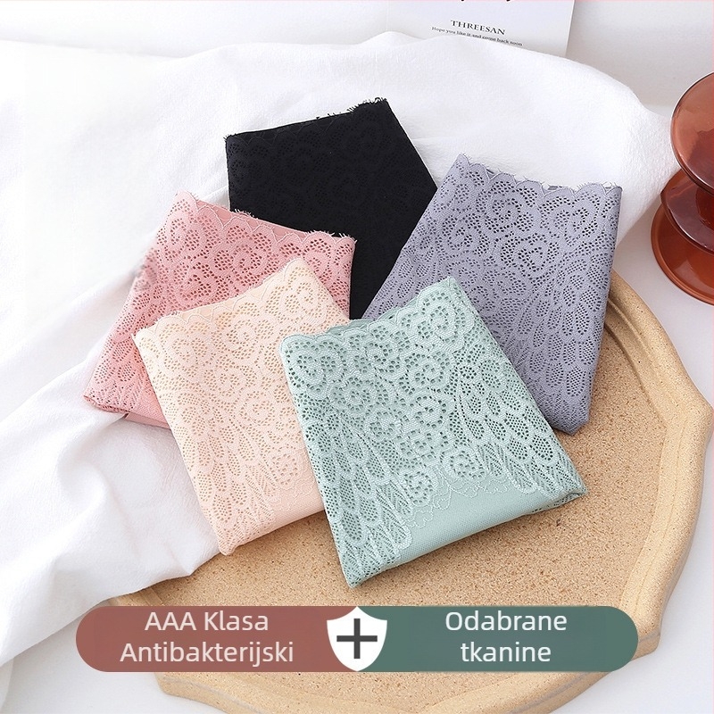 Angel Wings pamukaste ženske gaćice s čipkom, trokutasti kroj, 7A klin, preklopljeni pojas