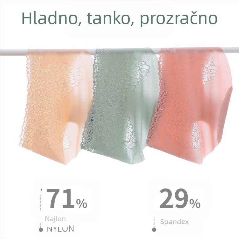 Angel Wings pamukaste ženske gaćice s čipkom, trokutasti kroj, 7A klin, preklopljeni pojas