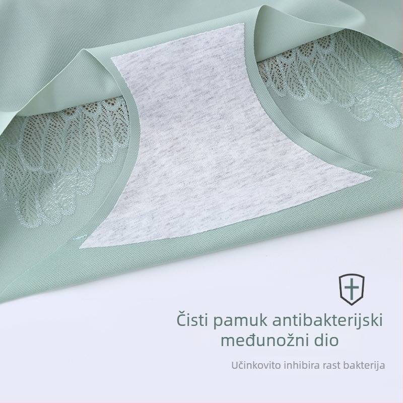 Angel Wings pamukaste ženske gaćice s čipkom, trokutasti kroj, 7A klin, preklopljeni pojas