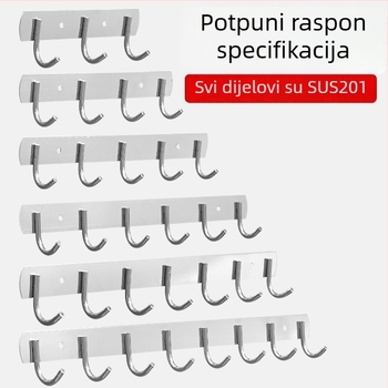 Zidni vješalica za ručnike i odjeću, snažno ljepilo, nehrđajući čelik 201, bez bušenja