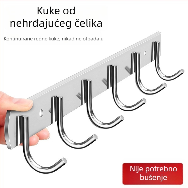 Zidni vješalica za ručnike i odjeću, snažno ljepilo, nehrđajući čelik 201, bez bušenja