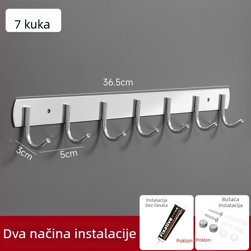 Zidni vješalica za ručnike i odjeću, snažno ljepilo, nehrđajući čelik 201, bez bušenja