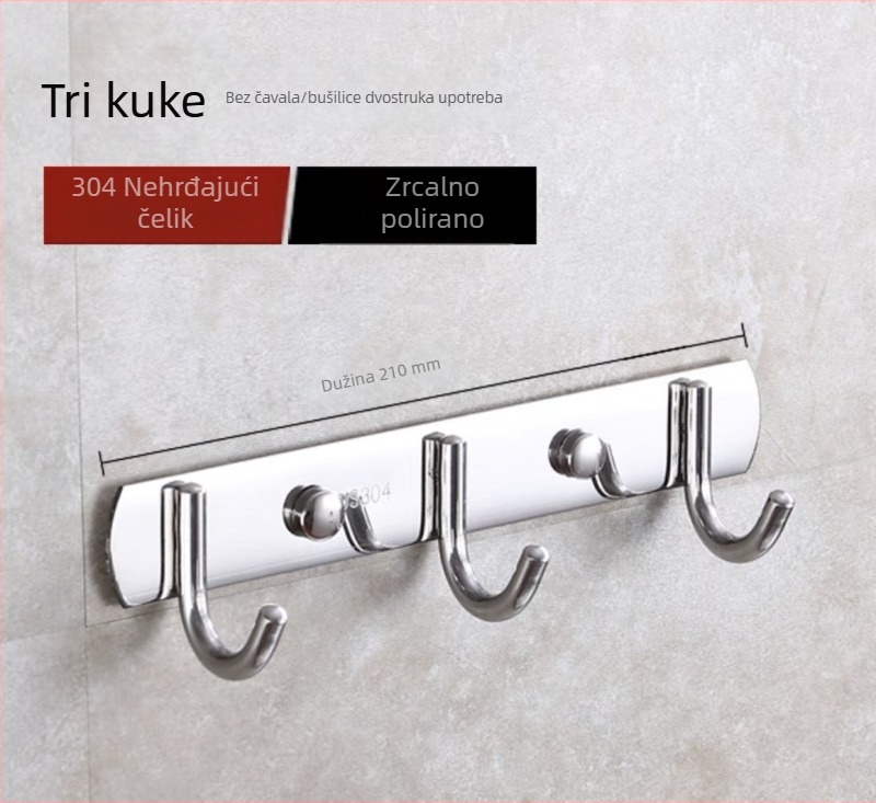 Red kuka od 304 nehrđajućeg čelika, za odjeću, kupaonicu i kuhinju, ugradnja iza vrata