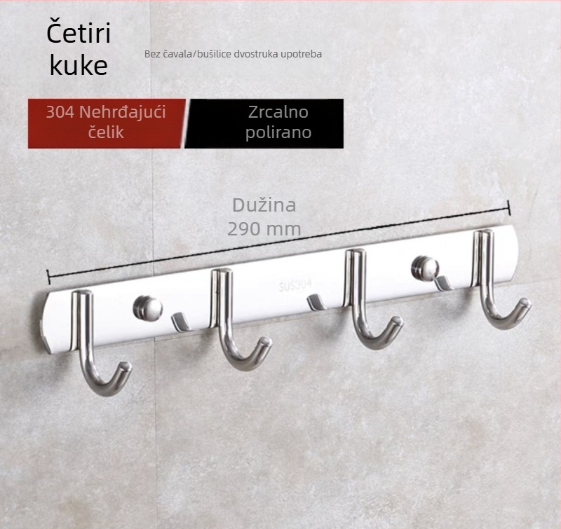 Red kuka od 304 nehrđajućeg čelika, za odjeću, kupaonicu i kuhinju, ugradnja iza vrata
