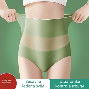 Ženske gaćice s visokim strukom, prozračni Ice Silk, kontrola trbuha, podizanje stražnjice, grafen antibakterijski, pamučna podstava