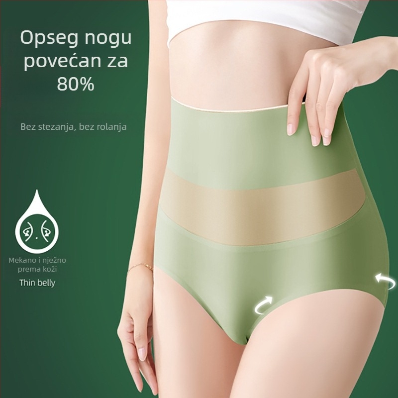 Ženske gaćice s visokim strukom, prozračni Ice Silk, kontrola trbuha, podizanje stražnjice, grafen antibakterijski, pamučna podstava