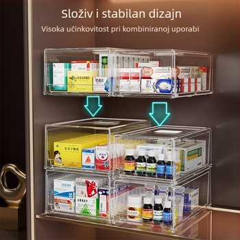 Prozirna ladica kutija za lijekove za kućnu upotrebu, velika, višeslojni organizator