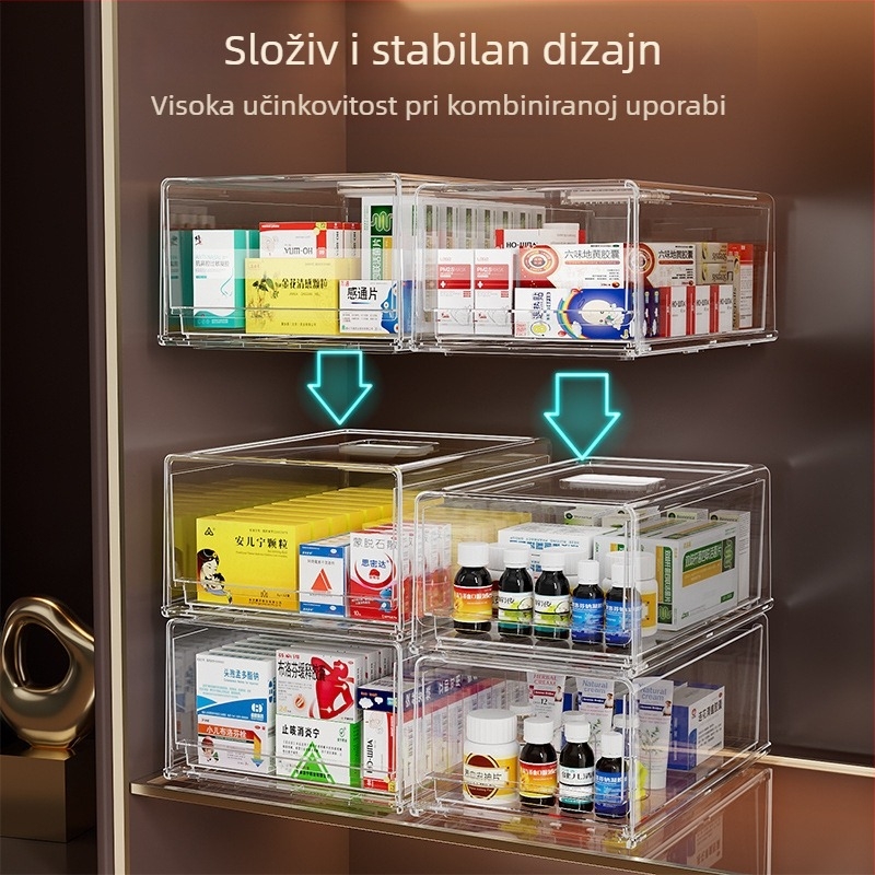 Prozirna ladica kutija za lijekove za kućnu upotrebu, velika, višeslojni organizator