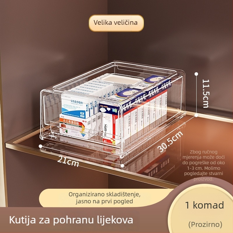 Prozirna ladica kutija za lijekove za kućnu upotrebu, velika, višeslojni organizator